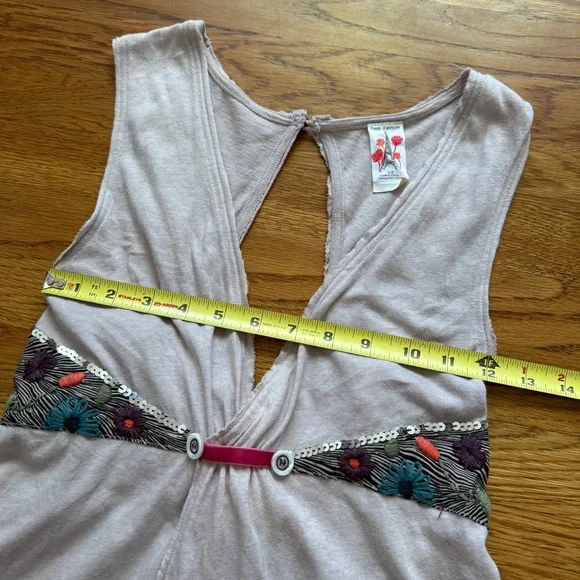 Free People Y2K boho free spirit festival low cut tank top S - Picture 8 of 10